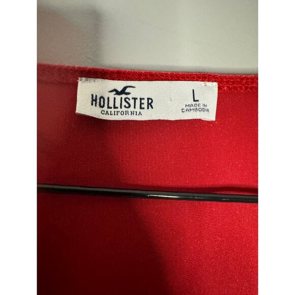 Hollister Women's Size L Red Velvet Long Sleeve Crop Top Sweatheart Valentine - Picture 5 of 9